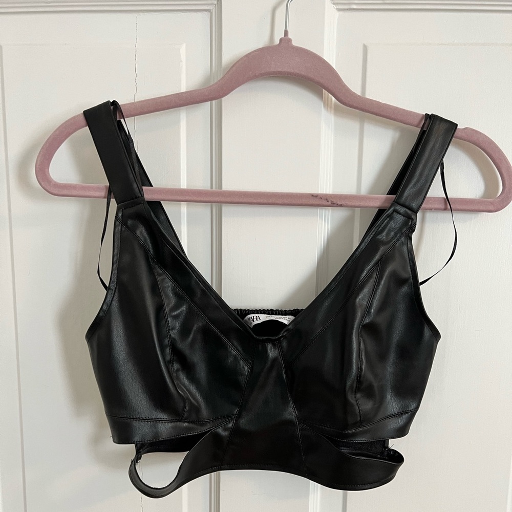 Black leather Zara top!